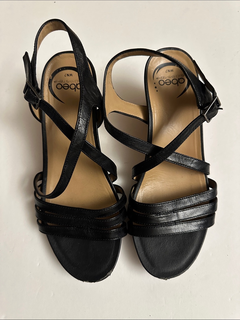 Abeo Black Leather Cross-Strap Slingback Sandals
